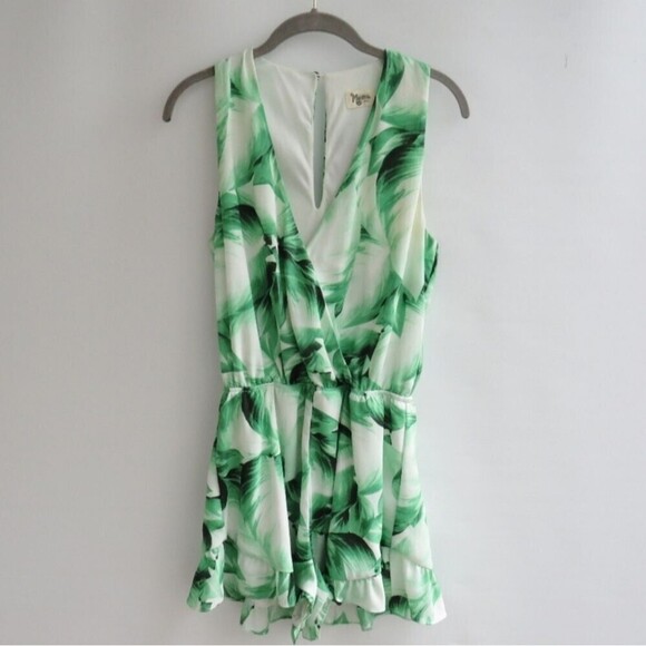 Show Me Your Mumu Womens Size Small Riri Green Tropical Floral Print Romper - Picture 1 of 15